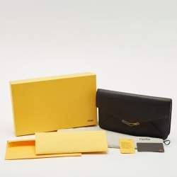 Fendi Black Leather 2Jours Envelope Clutch