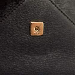 Fendi Black Leather 2Jours Envelope Clutch