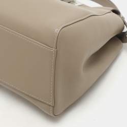 Fendi Beige Leather Mini Peekaboo Top Handle Bag