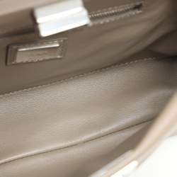 Fendi Beige Leather Mini Peekaboo Top Handle Bag