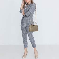 Fendi Beige Leather Mini Peekaboo Top Handle Bag