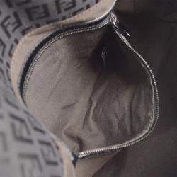 Fendi Black Brown Zucchino Canvas Mamma Baguette Shoulder Bag