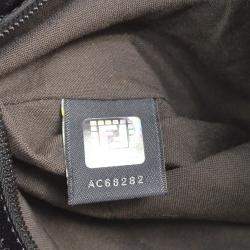 Fendi Black Brown Zucchino Canvas Mamma Baguette Shoulder Bag