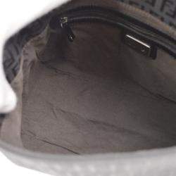 Fendi Black Brown Zucchino Canvas Mamma Baguette Shoulder Bag
