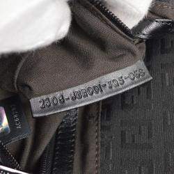Fendi Black Brown Zucchino Canvas Mamma Baguette Shoulder Bag