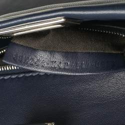 Fendi Navy Blue Leather Mini Peekaboo Top Handle Bag