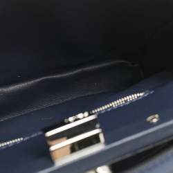 Fendi Navy Blue Leather Mini Peekaboo Top Handle Bag