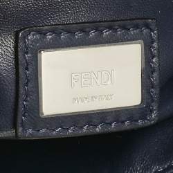Fendi Navy Blue Leather Mini Peekaboo Top Handle Bag