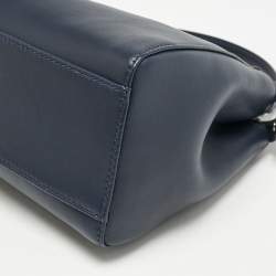 Fendi Navy Blue Leather Mini Peekaboo Top Handle Bag