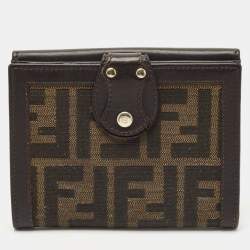 Fendi Tobacco Zucca Canvas and Leather French Flap Wallet