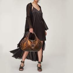 Fendi Brown Pebbled Leather Spy Bag