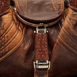 Fendi Brown Pebbled Leather Spy Bag