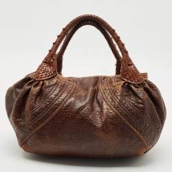 Fendi Brown Pebbled Leather Spy Bag