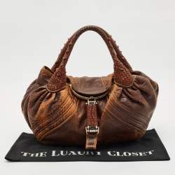 Fendi Brown Pebbled Leather Spy Bag