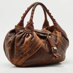 Fendi Brown Pebbled Leather Spy Bag
