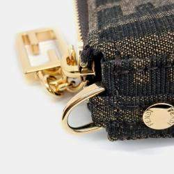 Fendi Brown Fabric Baguette Pouch Shoulder Bag