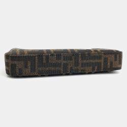 Fendi Brown Fabric Baguette Pouch Shoulder Bag
