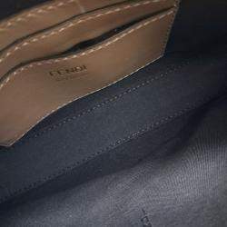 Fendi Brown Fabric Baguette Pouch Shoulder Bag