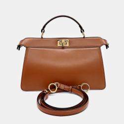 Fendi Brown Leather Peekaboo I SEE U EAST-WEST
