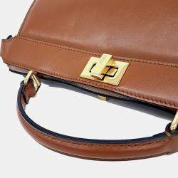 Fendi Brown Leather Peekaboo I SEE U EAST-WEST