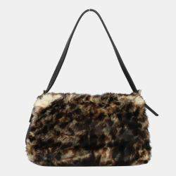 Fendi Brown Selleria Fur Baguette Bag