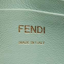 Fendi Green FF Logo Embossed Leather Mini Baguette Bag