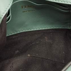 Fendi Green FF Logo Embossed Leather Mini Baguette Bag