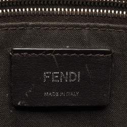 Fendi Brown/Black Zucca Coated Canvas and Leather FF 1974 Stamp Patch Shopper Tote
