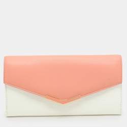 Fendi White/Peach Leather 2Jours Continental Wallet
