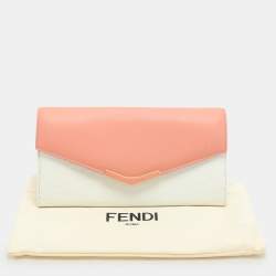 Fendi White/Peach Leather 2Jours Continental Wallet