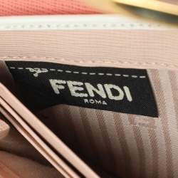 Fendi White/Peach Leather 2Jours Continental Wallet