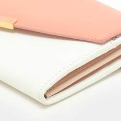 Fendi White/Peach Leather 2Jours Continental Wallet