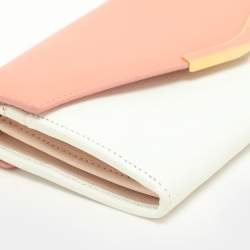Fendi White/Peach Leather 2Jours Continental Wallet