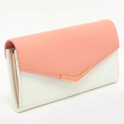 Fendi White/Peach Leather 2Jours Continental Wallet