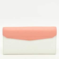 Fendi White/Peach Leather 2Jours Continental Wallet