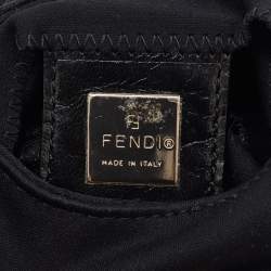 Pre Owned Fendi Black Fabric and Leather Mini Croissant Pochette