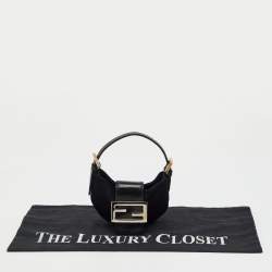 Pre Owned Fendi Black Fabric and Leather Mini Croissant Pochette