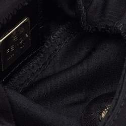 Pre Owned Fendi Black Fabric and Leather Mini Croissant Pochette