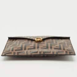 Fendi Brown Zucca Leather F is Fendi Envelope Pouch