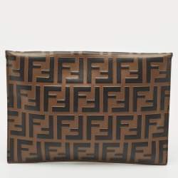 Fendi Brown Zucca Leather F is Fendi Envelope Pouch