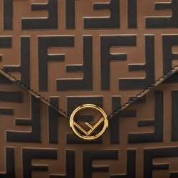 Fendi Brown Zucca Leather F is Fendi Envelope Pouch