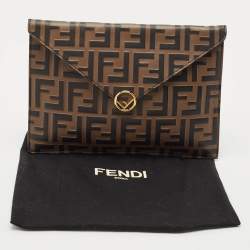 Fendi Brown Zucca Leather F is Fendi Envelope Pouch