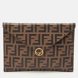 Fendi Brown Zucca Leather F is Fendi Envelope Pouch