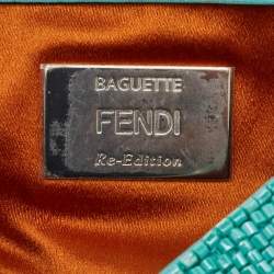 Fendi Turquoise Blue Stone Beads and Leather Re-Edition Baguette Bag