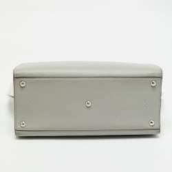 Pre Owned Fendi Light Grey/White Leather Medium 3Jours Tote