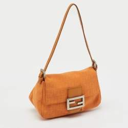 Fendi Orange Zucchino Canvas Mini Mama Baguette Bag
