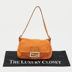 Fendi Orange Zucchino Canvas Mini Mama Baguette Bag