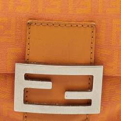 Fendi Orange Zucchino Canvas Mini Mama Baguette Bag