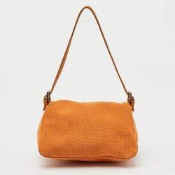 Fendi Orange Zucchino Canvas Mini Mama Baguette Bag