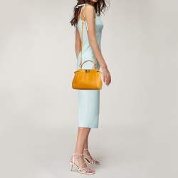 Fendi Yellow Leather Mini Peekaboo Top Handle Bag